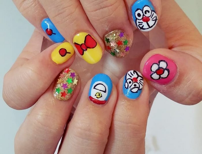 Tổng hợp những mẫu nail Doraemon cực đáng yêu, nổi bật