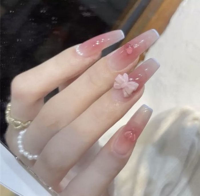 nail hồng thạch xinh