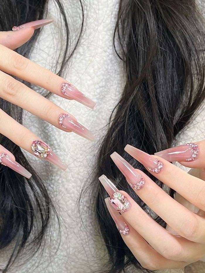 nail thạch hồng đơn giản