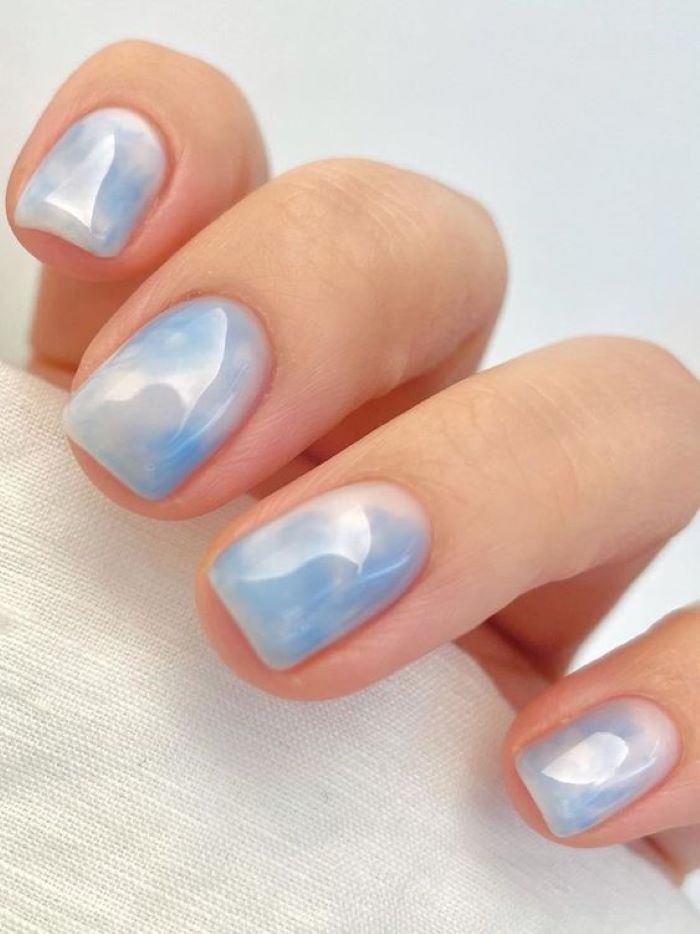 Bộ nail đẹp sơn màu xanh dương