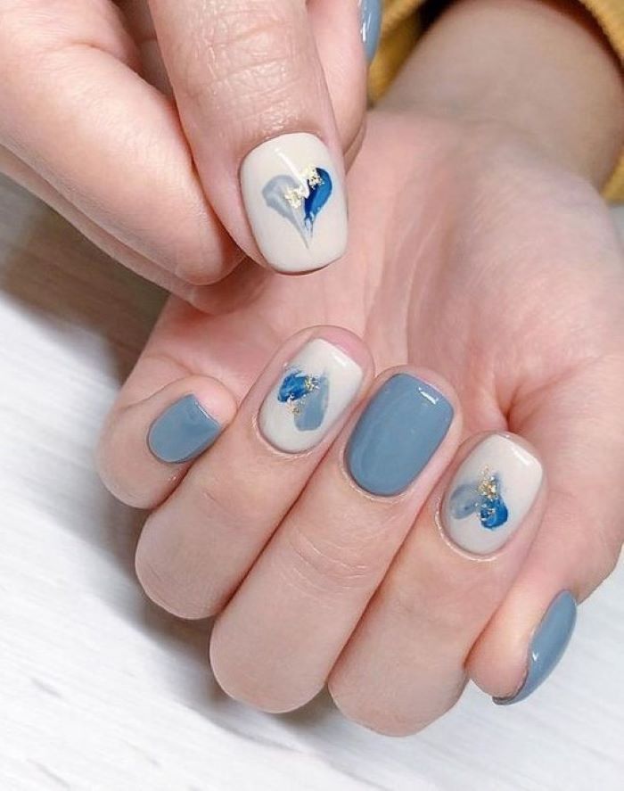 Bộ nail móng tay màu xanh dương