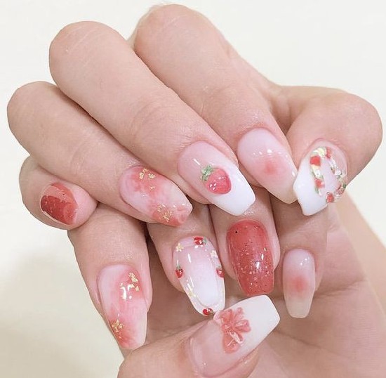 mẫu nail đẹp 2022 màu hồng