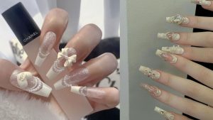 Bộ sưu tập những mẫu nail đính nơ đẹp, móng tay charm nơ sang chảnh