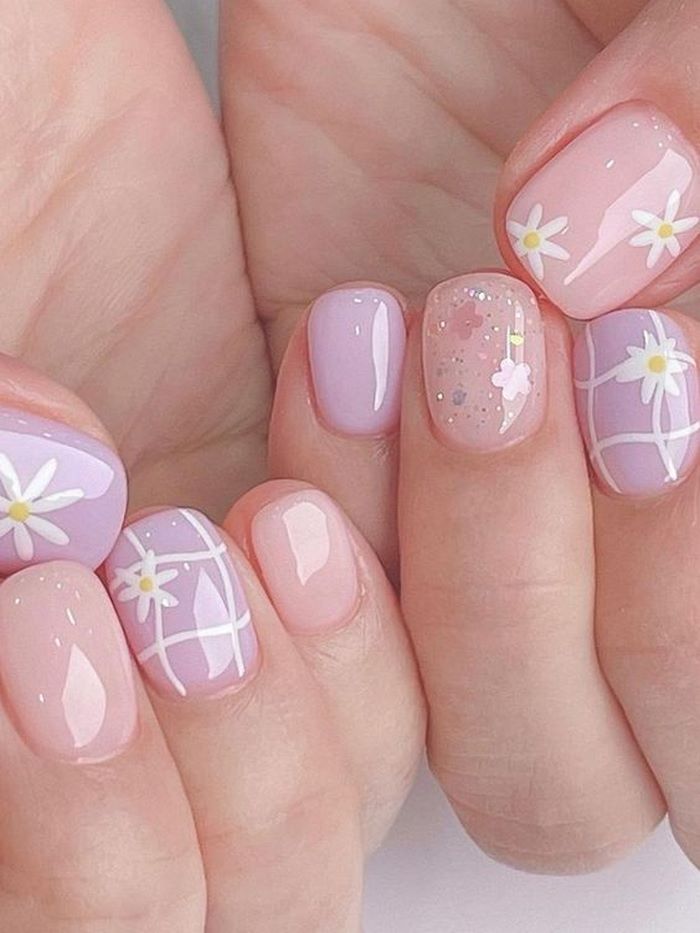 mẫu nail đơn gairn màu tím