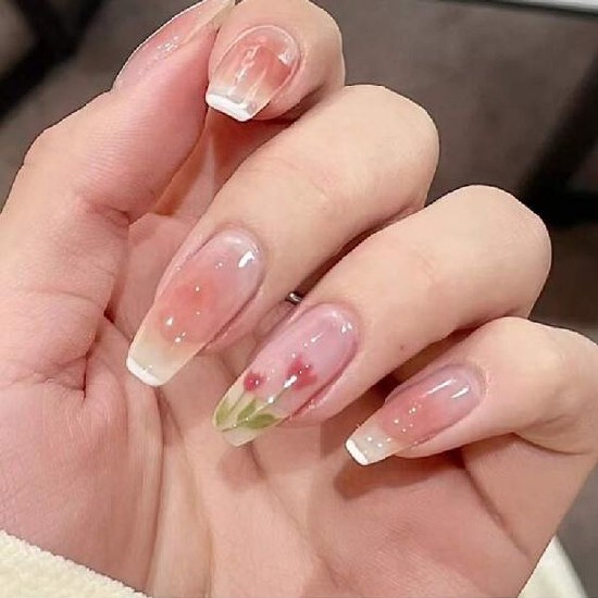 mẫu nail màu hồng dễ thương