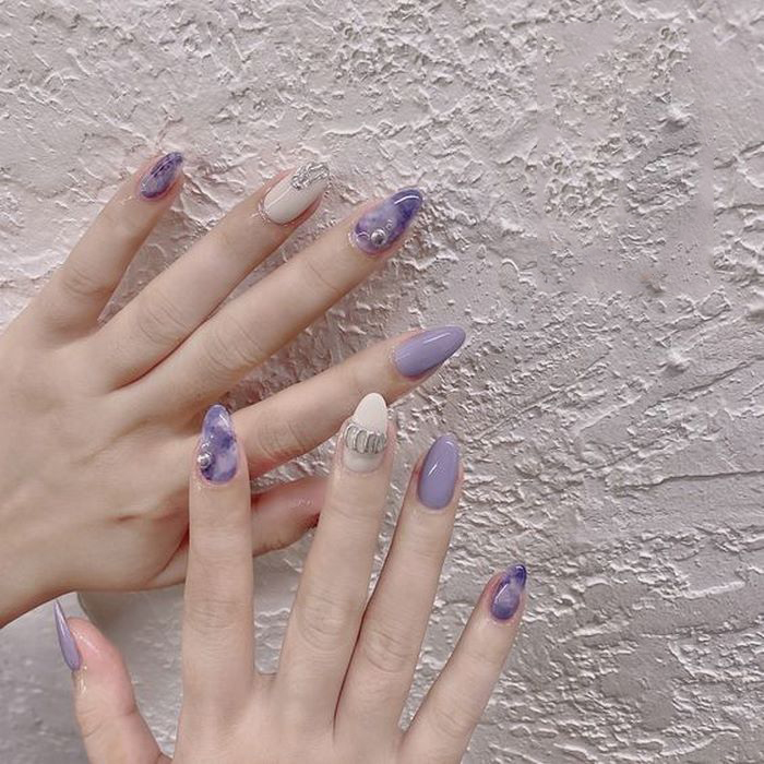 mẫu nail màu tím đẹp