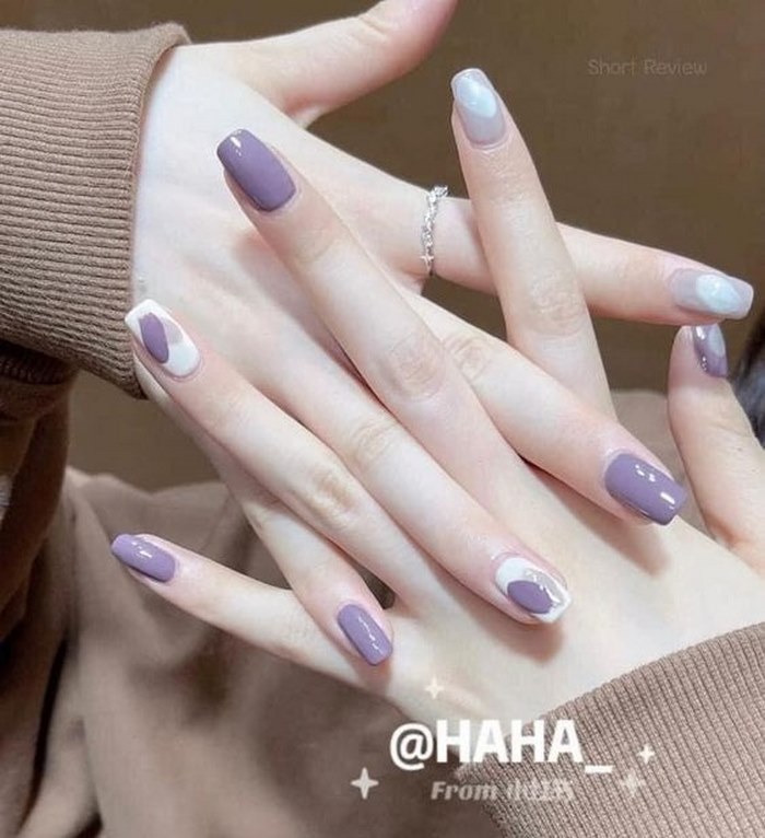 mẫu nail màu tím nhạt đẹp nhất