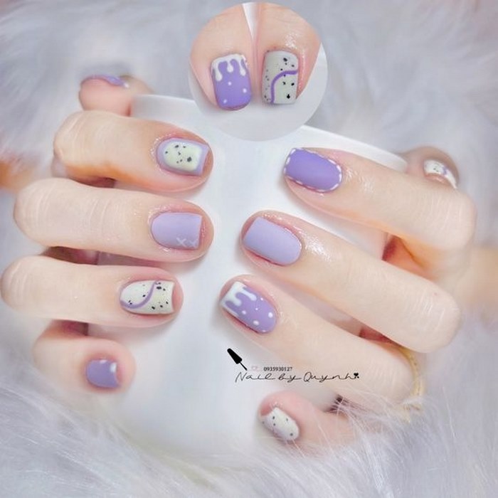 mẫu nail màu tím nhạt hot