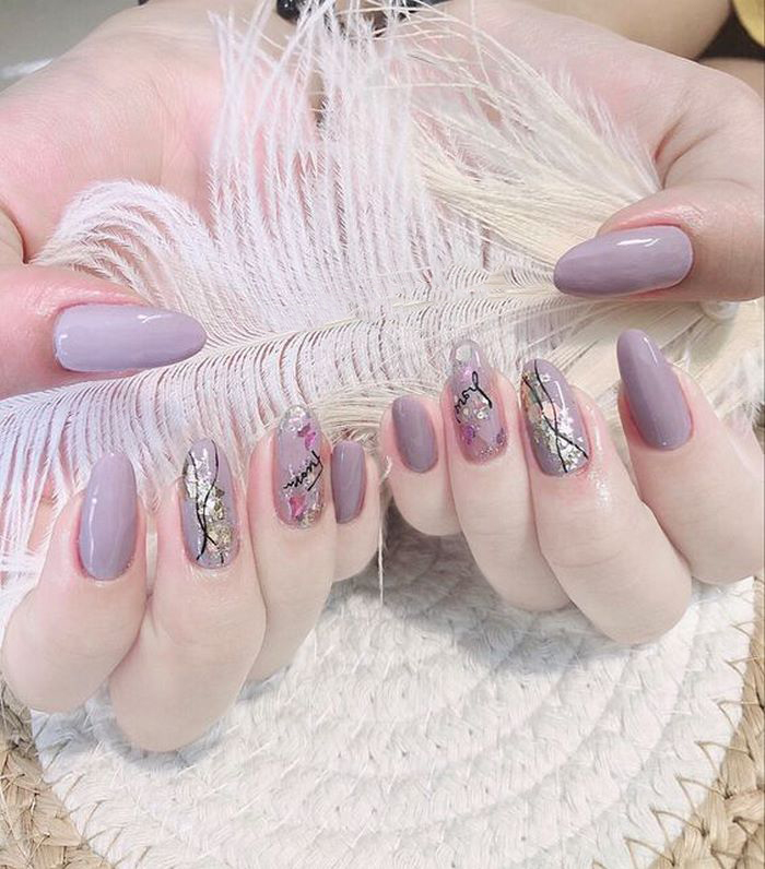 mẫu nail màu tím