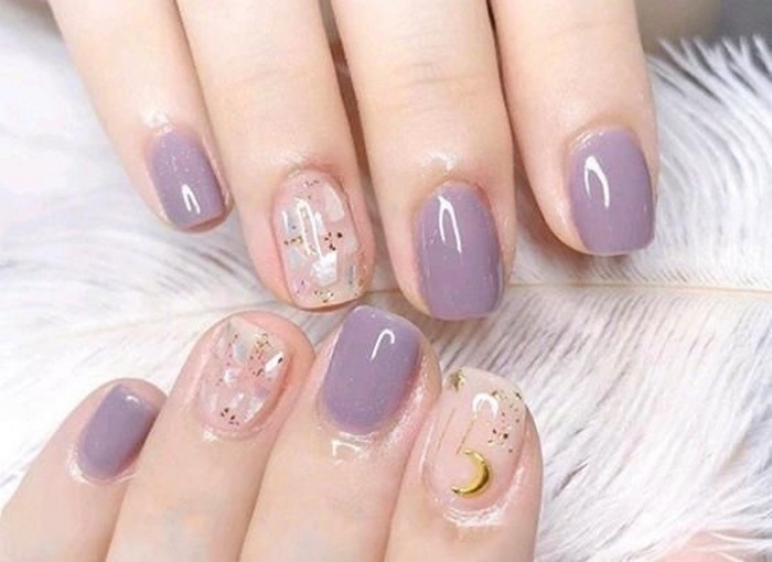 mẫu nail sơn màu tím