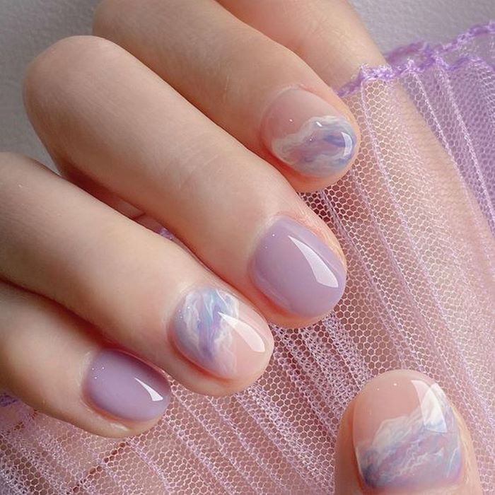 mẫu nail tím đơn gảin