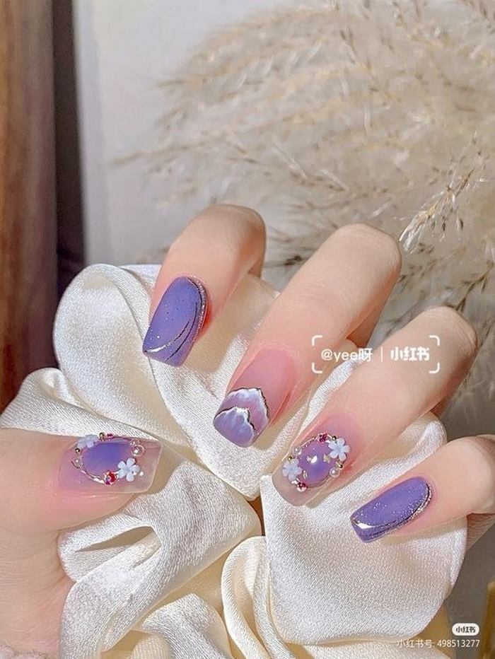 mẫu nail tím nhạt đẹp nhất