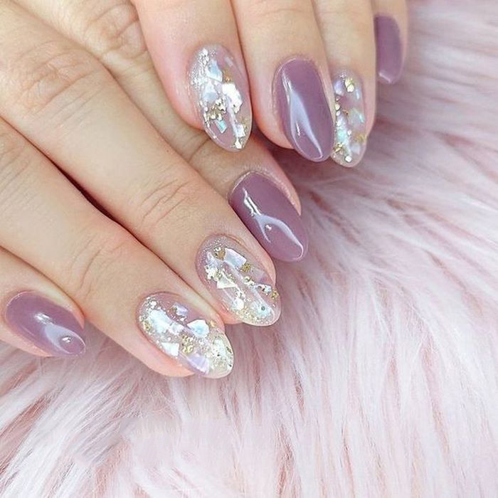 mẫu nail tím nhạt