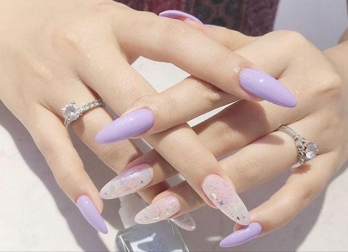 màu nail tím pastel