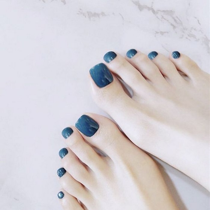 móng chân nails xanh đơn giản