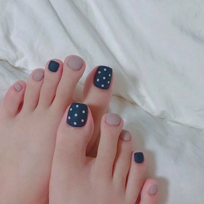 nail chân màu xanh đẹp