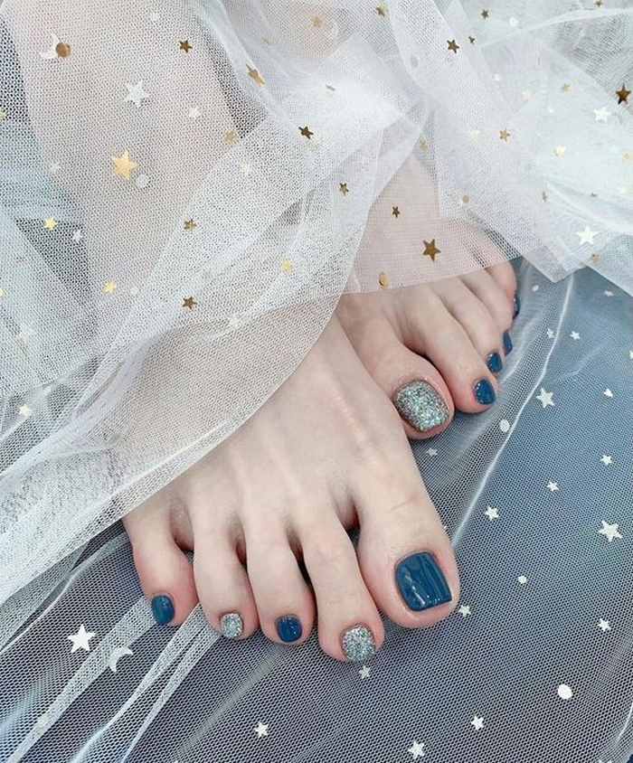 nail chân sơn xanh