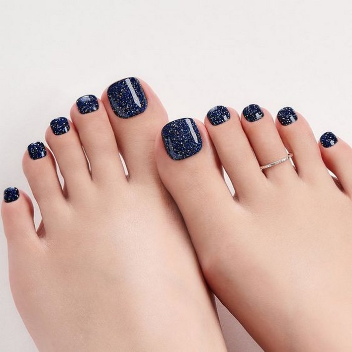 nail chân xanh đẹp đơn giản