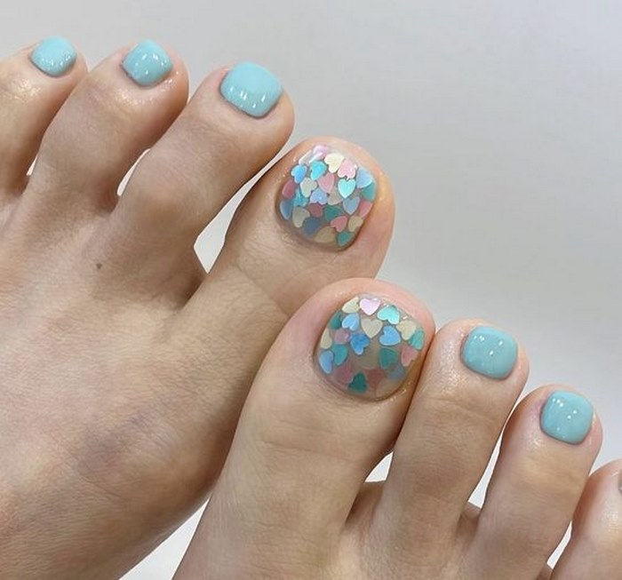 nail chân xanh đơn giản xinh