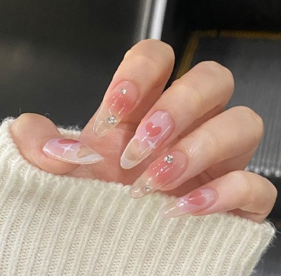 nail hồng đơn giản