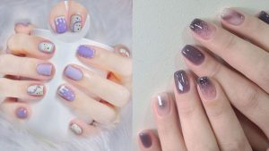 List mẫu nail màu tím sữa đẹp hot trend 2024