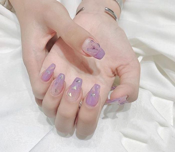 nail tím đơn giản