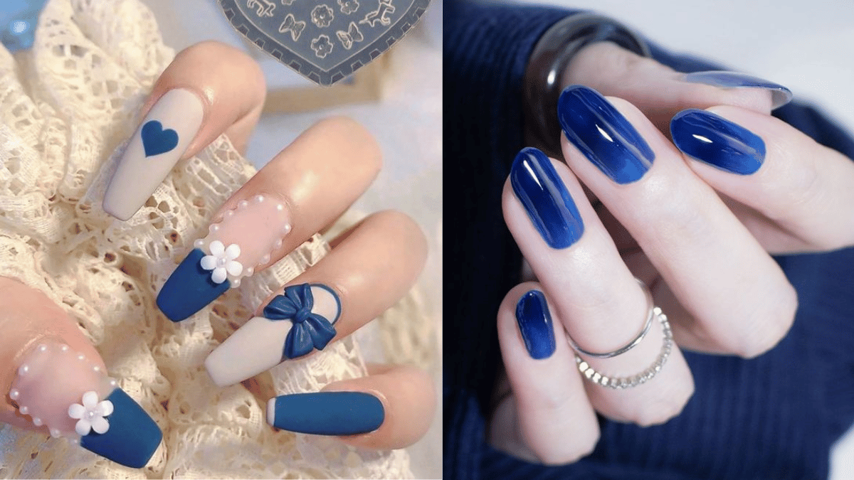 9+ nail xanh navy cá tính, sành điệu phù hợp với làn da sáng