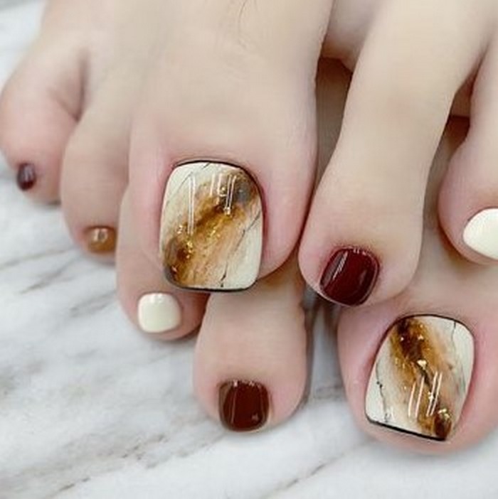 nails chân xà cừ đơn giản đẹp