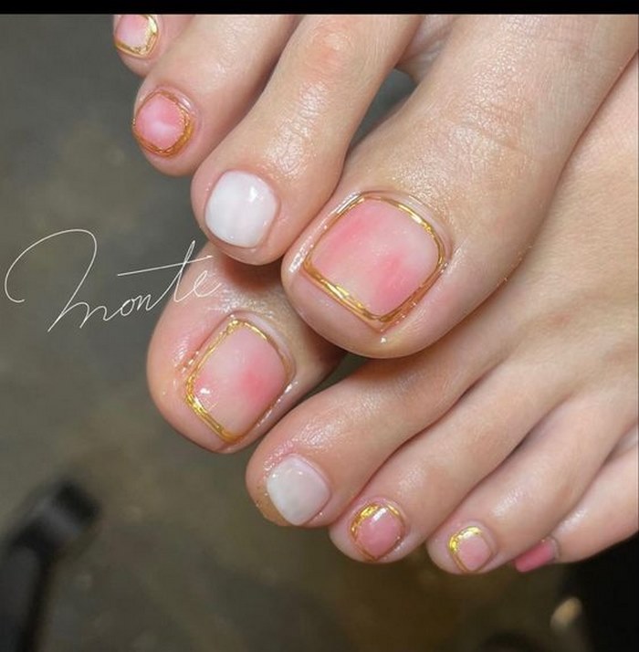 sơn nail chân hồng đẹp
