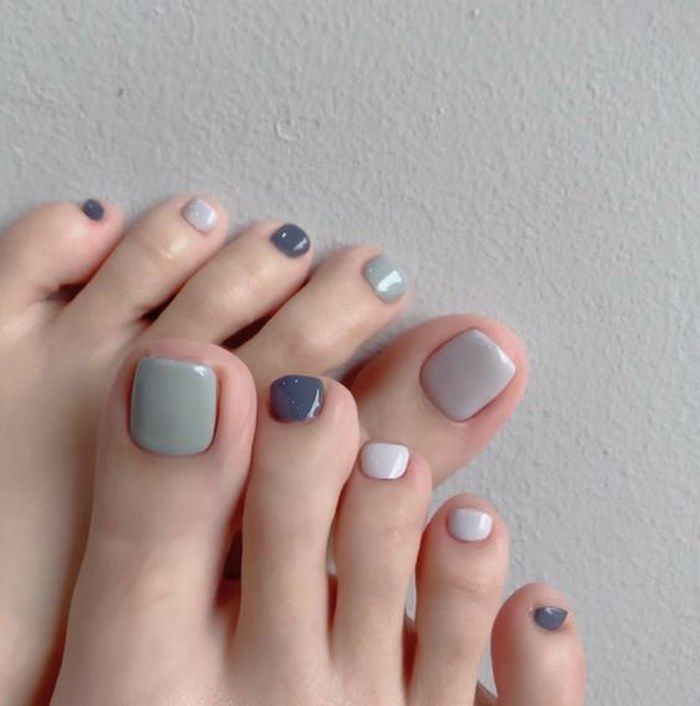 son nails chân xanh đơn giản đẹp
