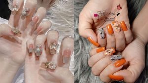 Top 100 mẫu nail màu cam đất đính đá sang chảnh nhất