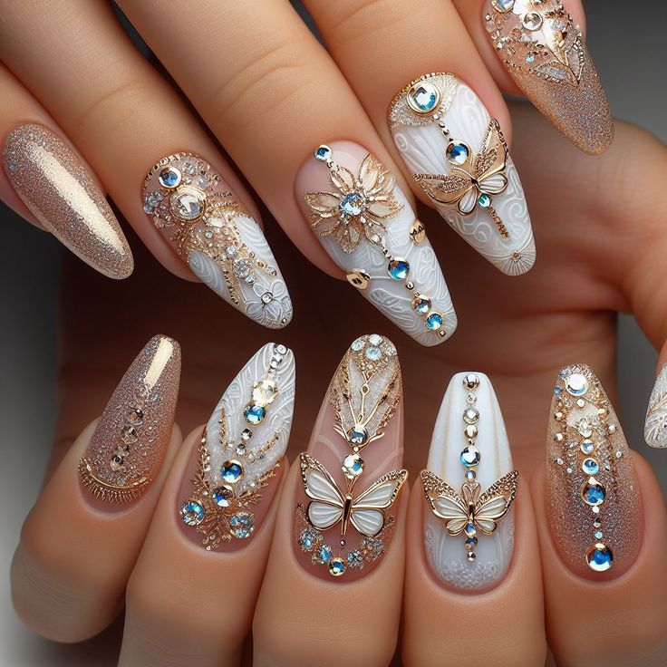 Mẫu nail đính đá