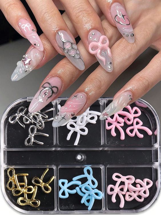 Mẫu nail 3d hình nơ