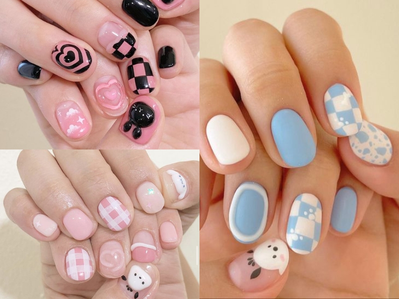 Mẫu nail caro 3d