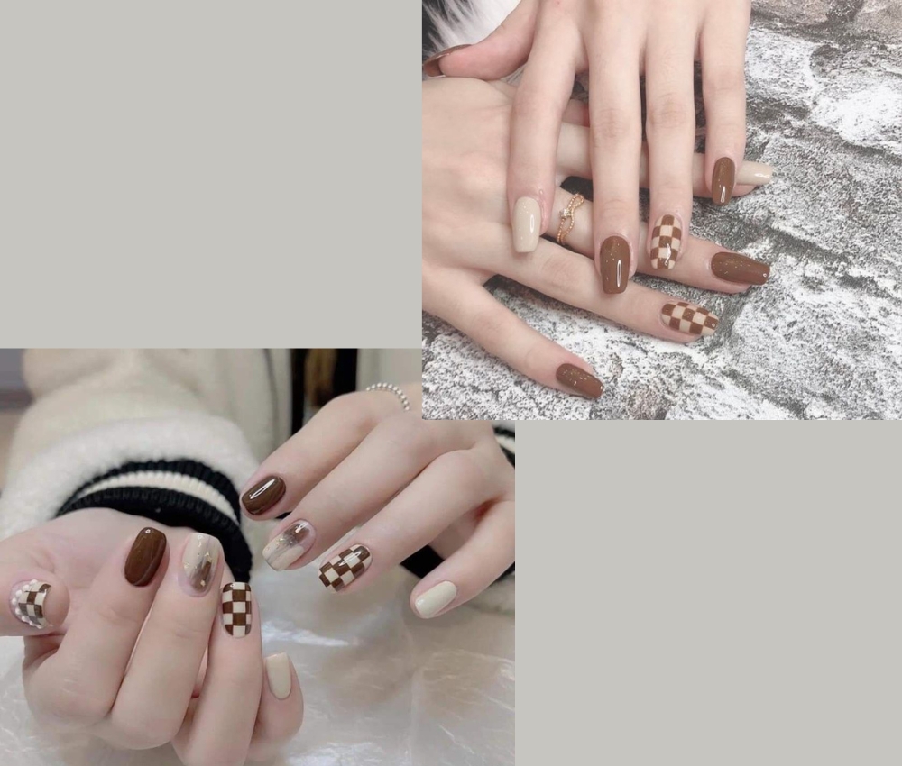 Mẫu nail caro