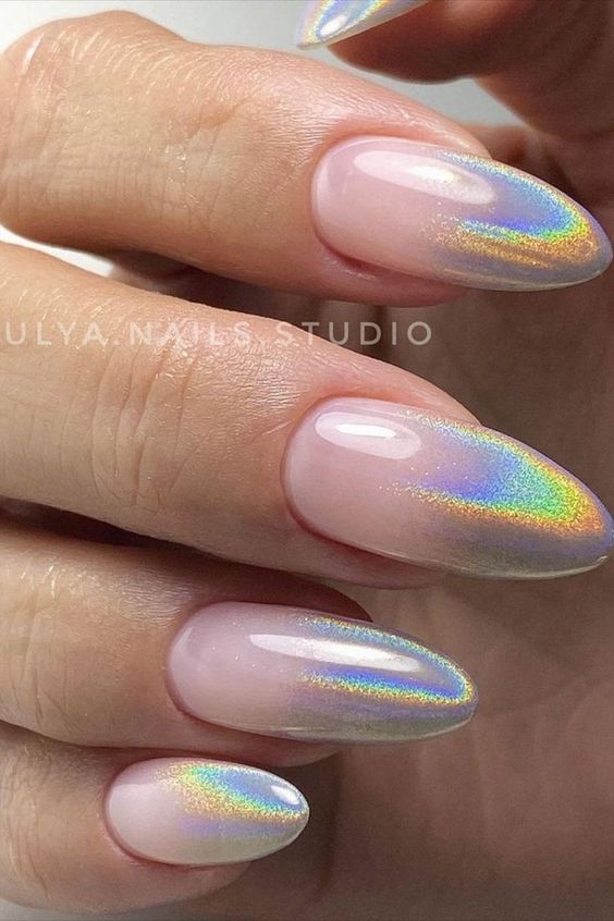 Nail ombre metallic