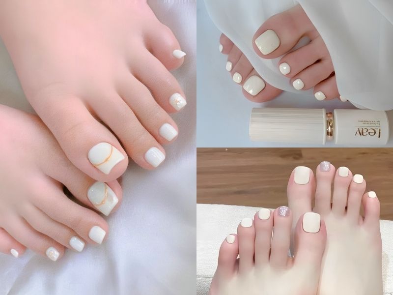 Mẫu nail chân trắng 