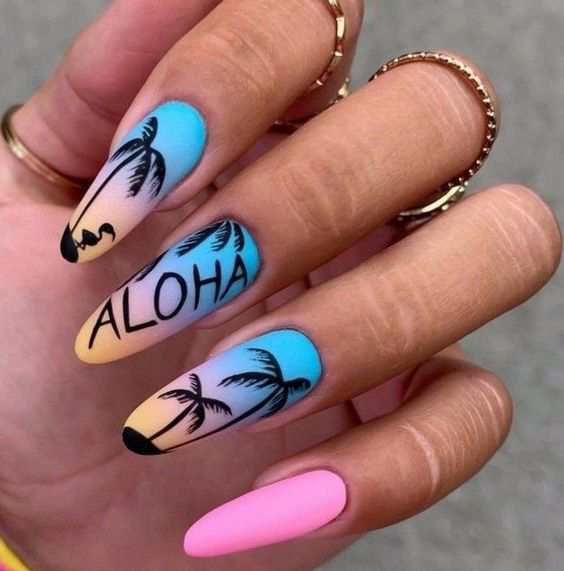 Mẫu nail ombre cho hành trình du lịch biển