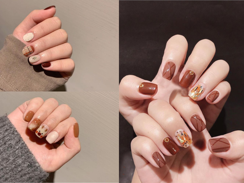 Nail nâu tây vàng đồng